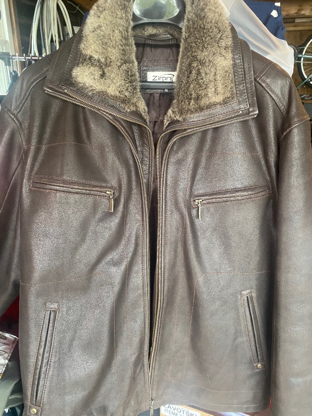 Leather bomber jacket